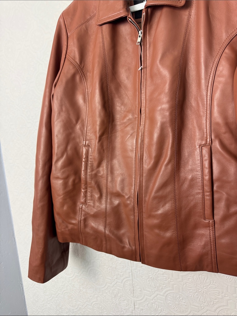 The Jacket Maker Colette Brown Genuine Leather Zip Front Jacket 2XL Lined - Picture 7 of 13